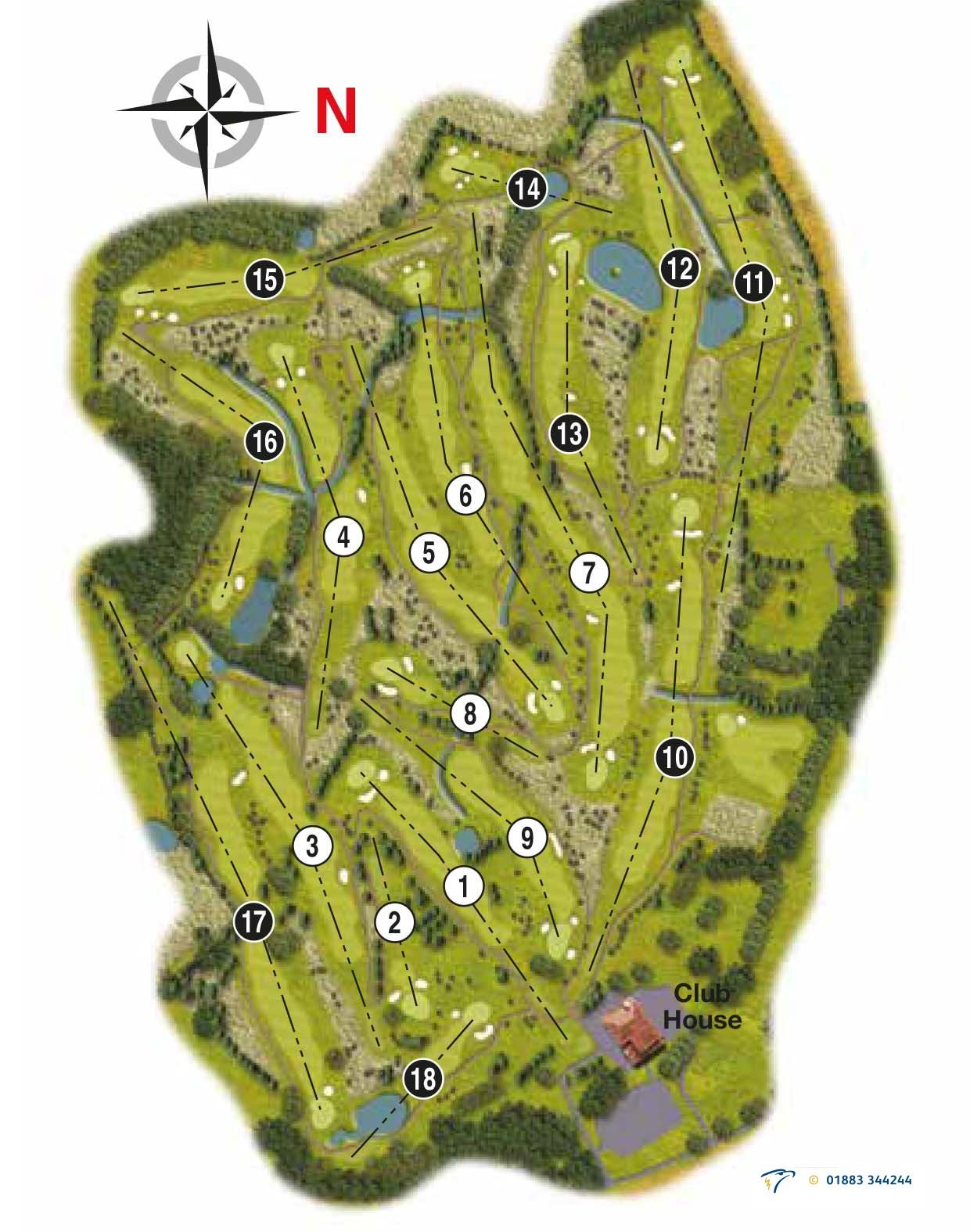 Plan of the 18 holes at Brentwood Golf Club