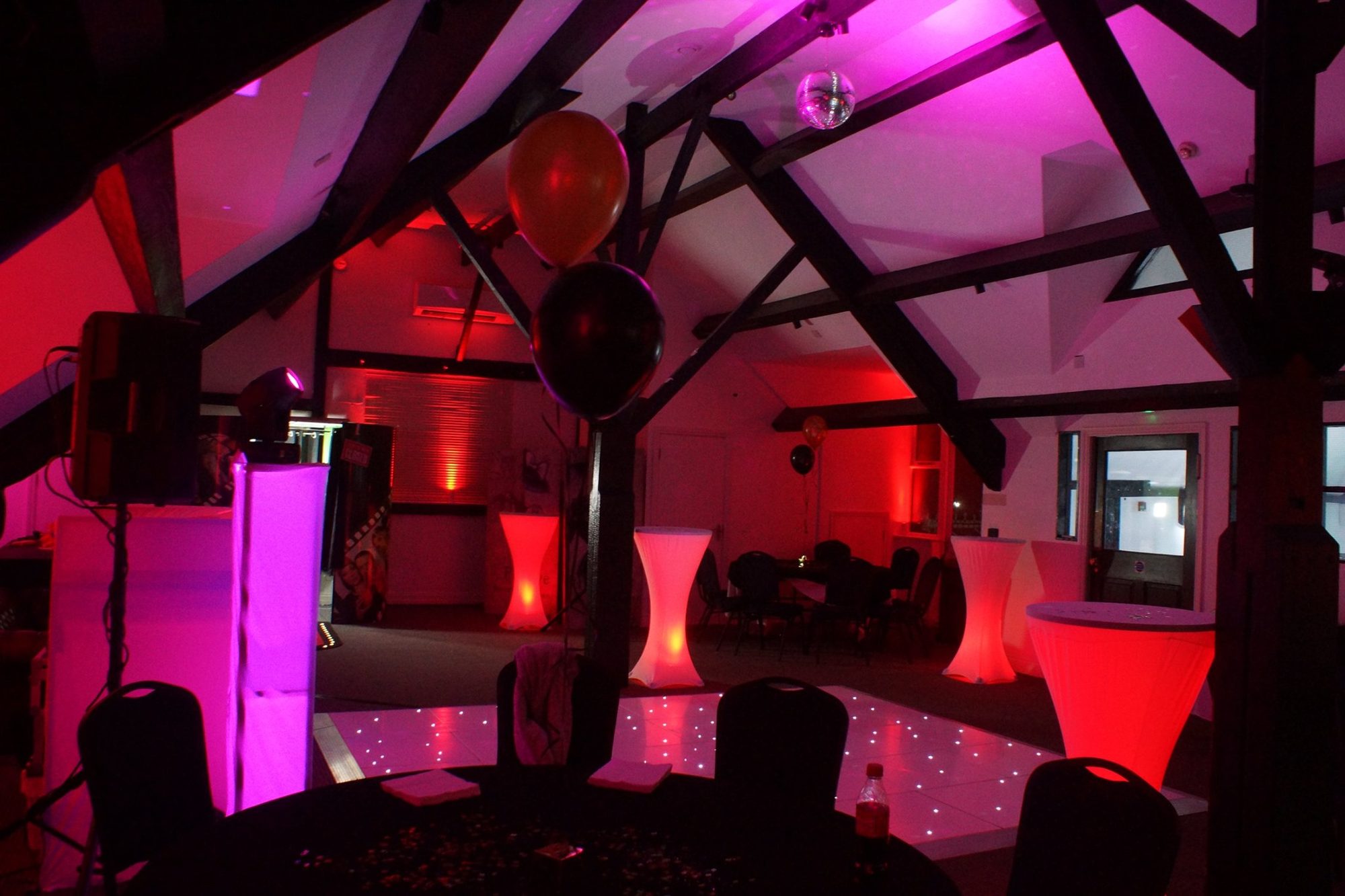 The function suite under red lighting